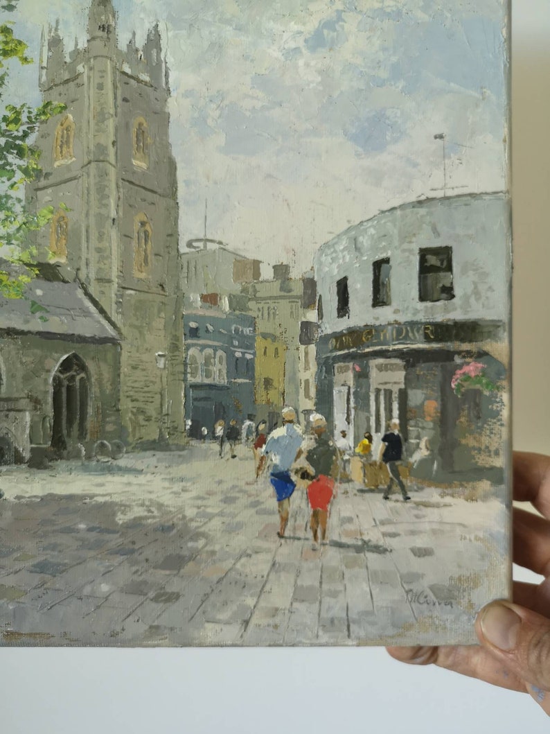 A humid afternoon at St. John's Square, Cardiff, Wales, oil on canvas, 12x10 inch Wall art image 3