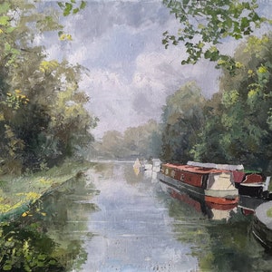Canal view, Frampton-on-Severn 12 by 16&quot; Oil on canvas Wall art