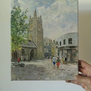 A humid afternoon at St. John's Square, Cardiff, Wales, oil on canvas, 12x10 inch Wall art image 2