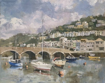 Boats at Looe, Cornwall 12x10" Oil on canvas Wall art