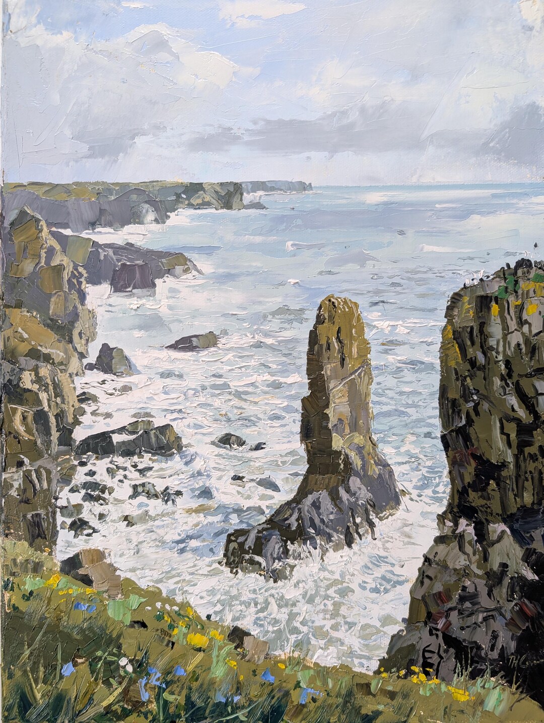 Stackpole Stack Rocks Stackpole Rocks Seascape Oil Painting: Battered Cliffs II, Palette ...