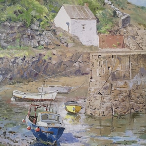 Porthgain II, Pembrokeshire olio su tela 20 x 16 pollici Arte murale