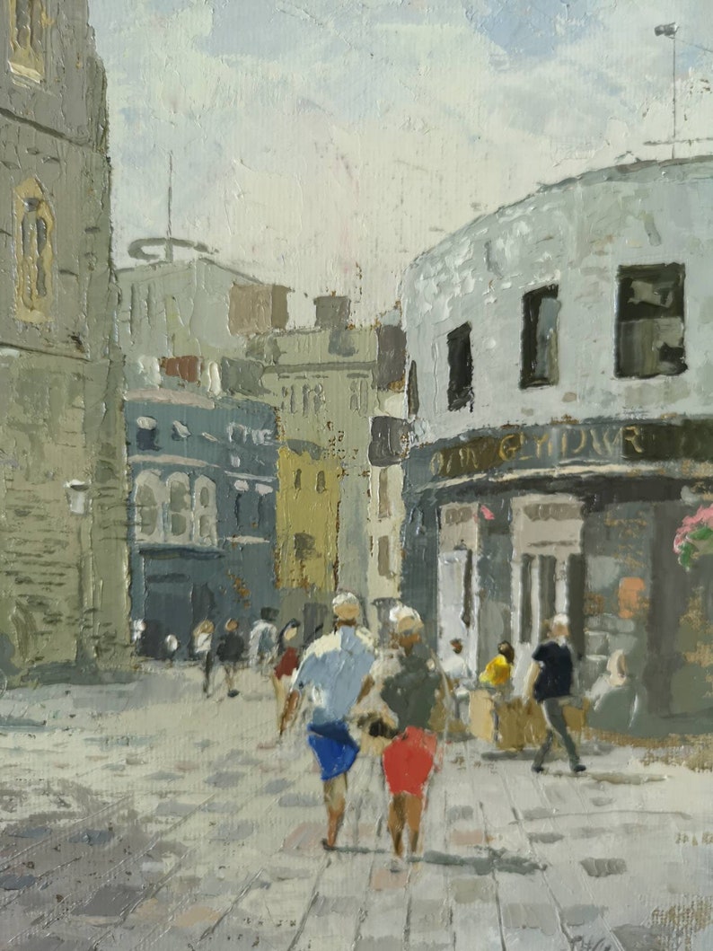 A humid afternoon at St. John's Square, Cardiff, Wales, oil on canvas, 12x10 inch Wall art image 4