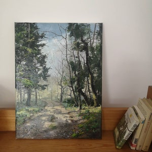 A Wooded path in early Spring, inspired by Ruperra woods, South Wales 12x16 inch, original oil painting on canvas. Wall art image 3