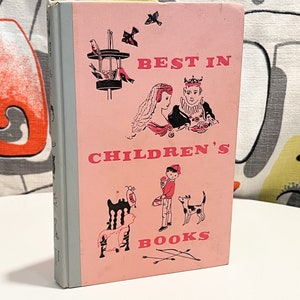 Vintage "Best In Children's Books" Book, Pink and Black Illustrations, Nelson Doubleday