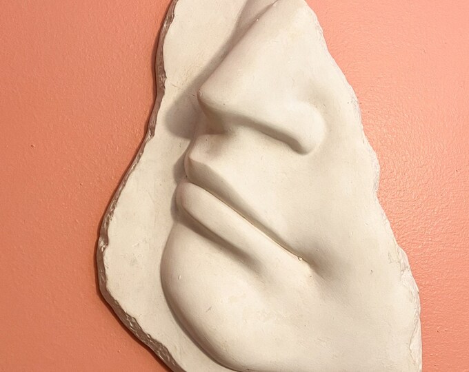 Plaster Face Sculpture Wall Hanging Half Face Minimalism Etsy