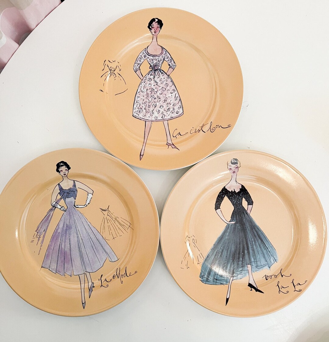 Rosanna Dessert Plates French Fashion Dresses Chic Tres Belle Set of 3