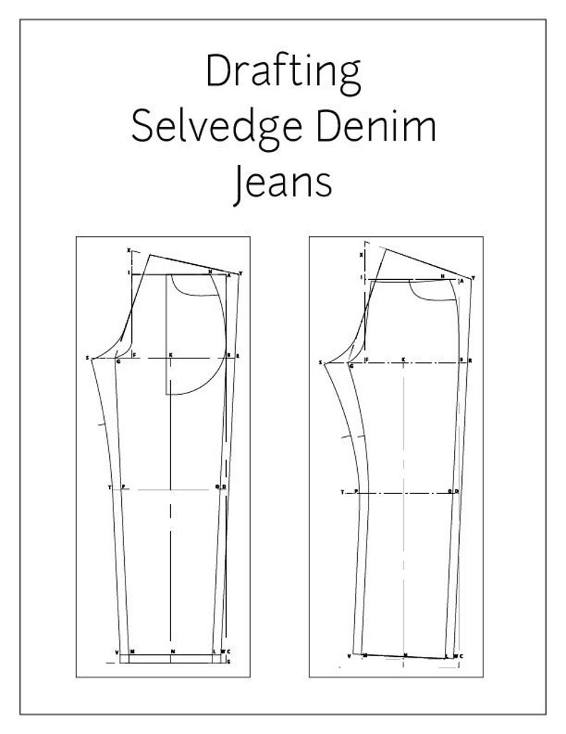 Modèle de jeans en denim à lisière Drafting image 1