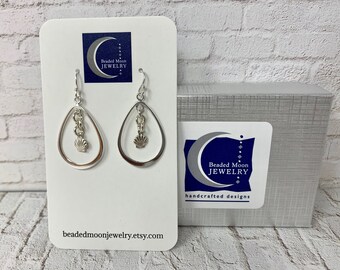 Delicate Sterling Silver Earrings, Silver Shell Earrings, Silver Dangle Earrings, Earrings for Sensitive Ears, Everyday Earrings