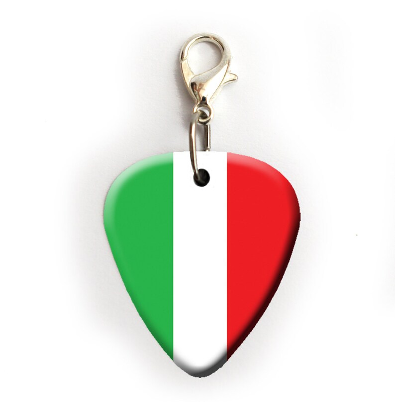 Italia Italy Italian Flag Guitar Pick Necklace Unique Custom Fashion Pet Card Keychain