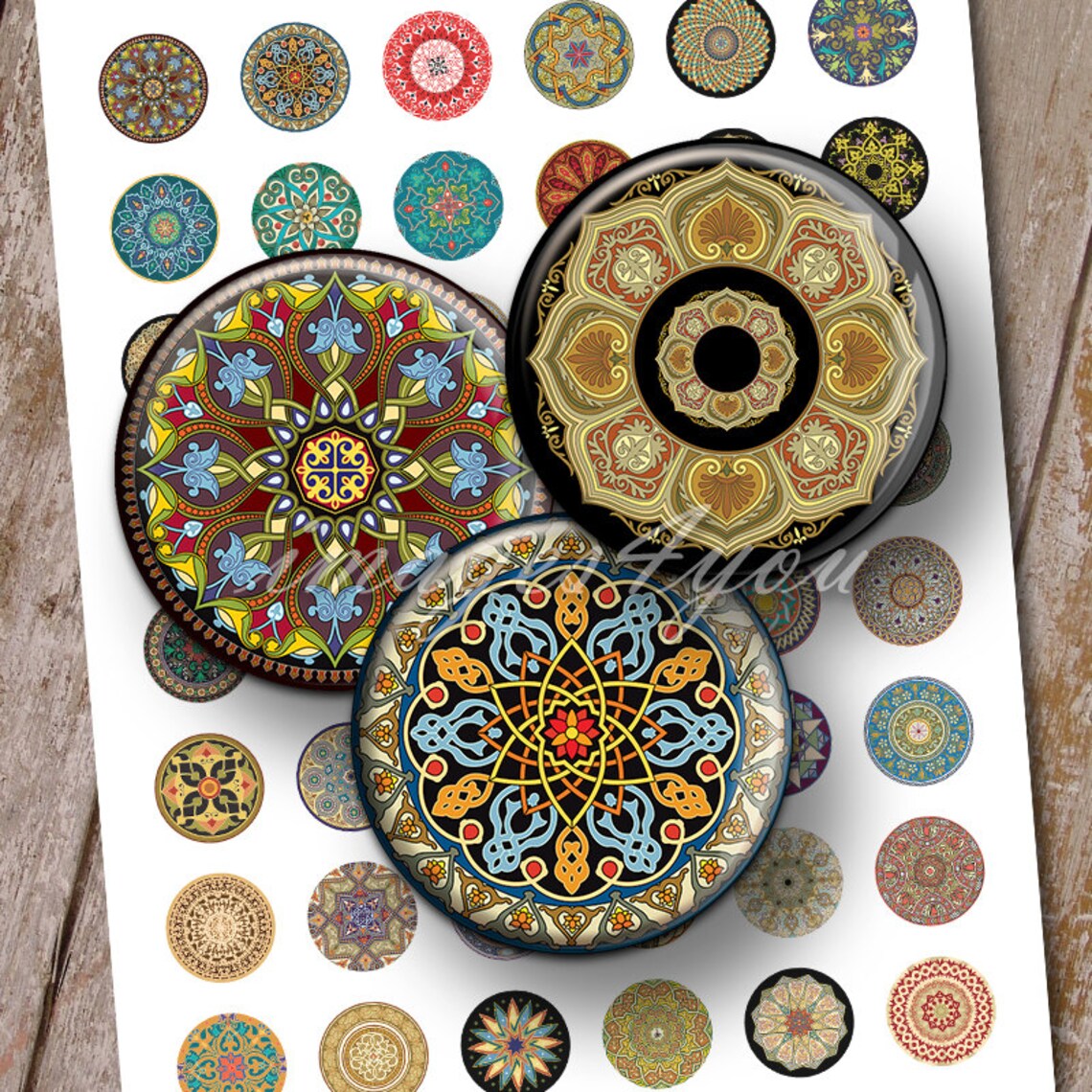 Moroccan Ornaments bottle cap images 1 inch round Digital Etsy