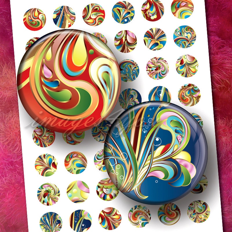 Abstract Swirls 1" bottlecap images instant download cabochon 1 …