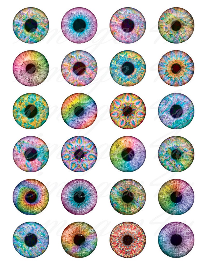 Eyes Digital Collage Sheet iris art round printable download | Etsy