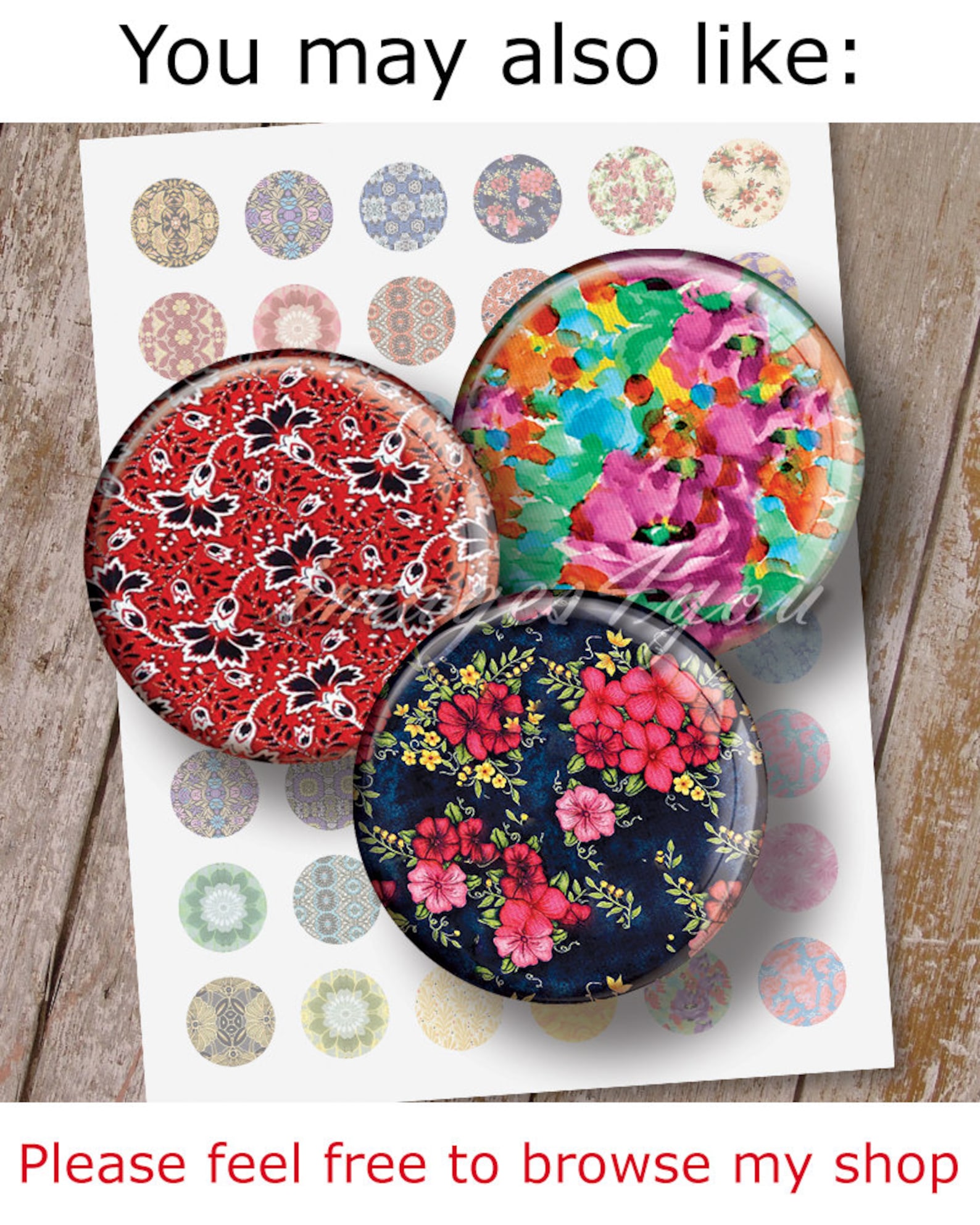 Folk Art bottle cap images for pendants earrings 20mm 18mm Etsy