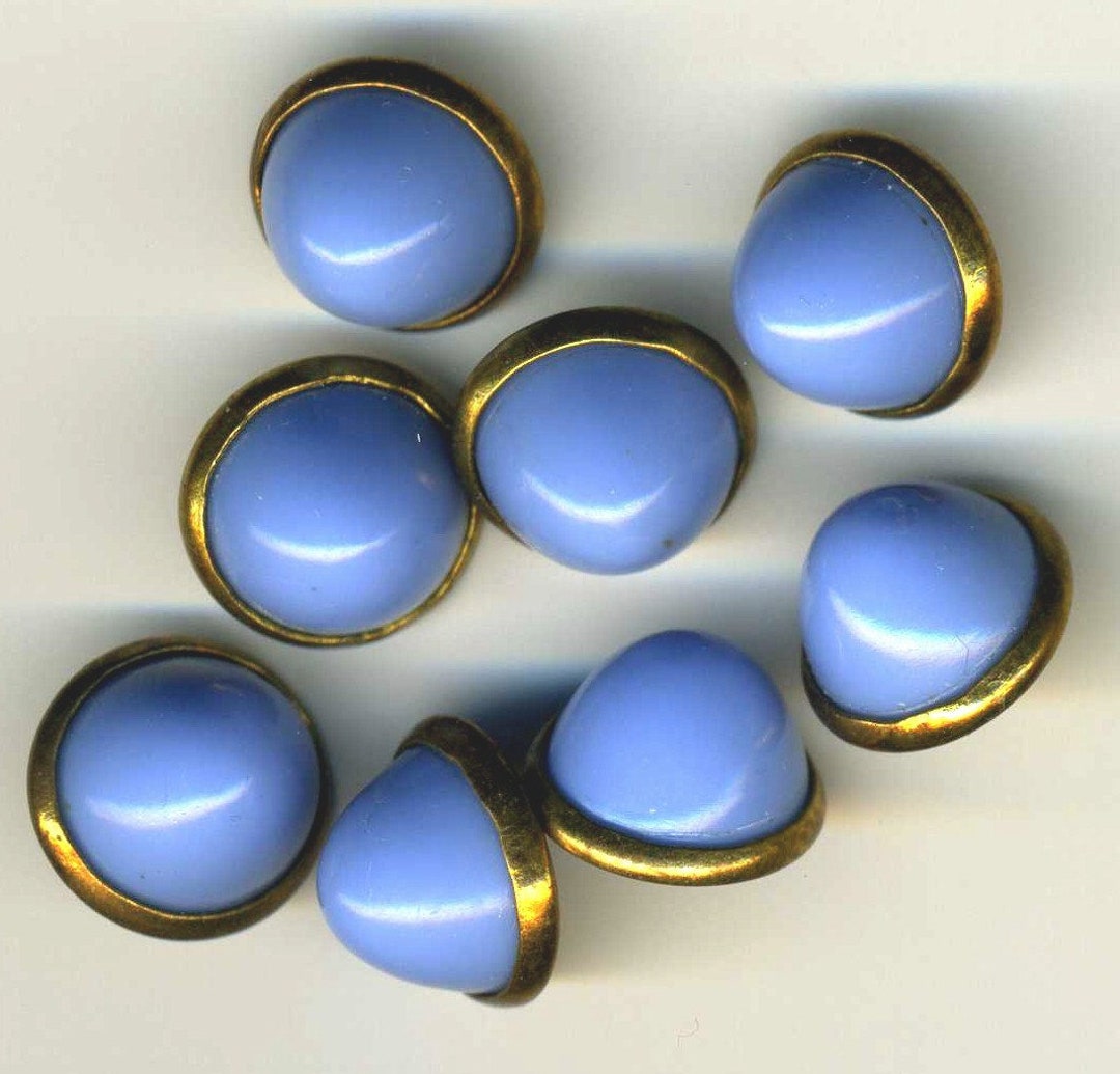 Buttons Set of 8 Blue Cones in Brass - Etsy