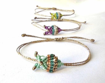 Fish bracelet, anklet fish, fashion bracelet, macrame bracelet,  gold thread macrame, summer bracelets, waterproof bracelet