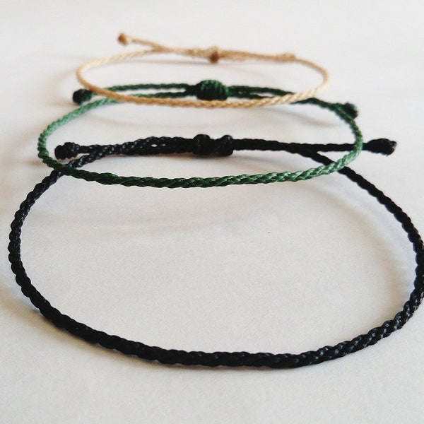 String rope bracelet/Adjustable macrame bracelet/Friendship bracelet/Mens waxed bracelet/Waterproof bracelet