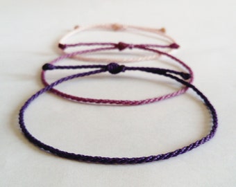 Simple string  bracelet/Adjustable macrame bracelet/Friendship bracelet/Mens waxed bracelet/Waterproof bracelet
