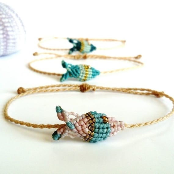 Macrame Fish Bracelet Friendship Bracelet Beach Bracelet 