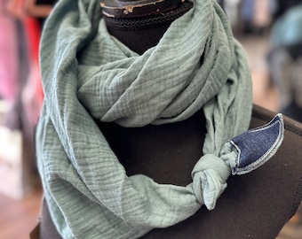 Blue green summer infinity scarf for women