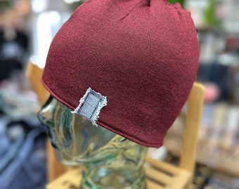 Winter headband hat for women, burgundy