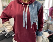 Hoodie LARGE revaloriser, unisex, bourgogne