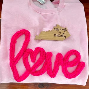 Chenille &#39;Love&#39; Sweatshirt - Pink Valentine&#39;s Day Pullover