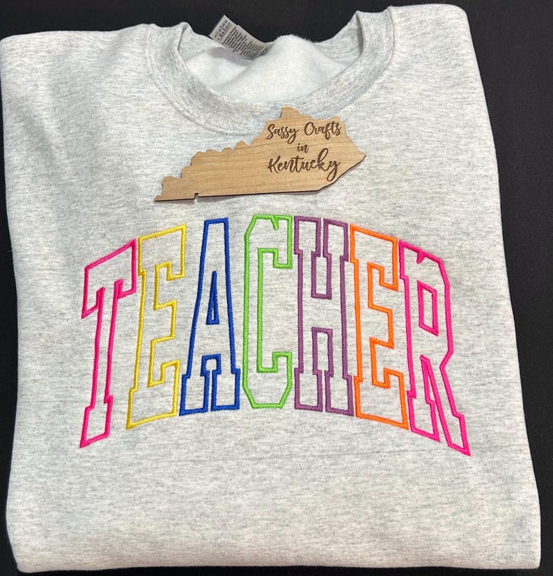 White teacher Bow Heat Transfer Printing Graphic Pullover Sweatshirt