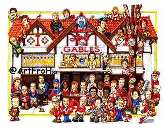 The Greats gather at a Legendary Bloomington location. Signed, limited edition reproduction.  Matted and Frame ready.