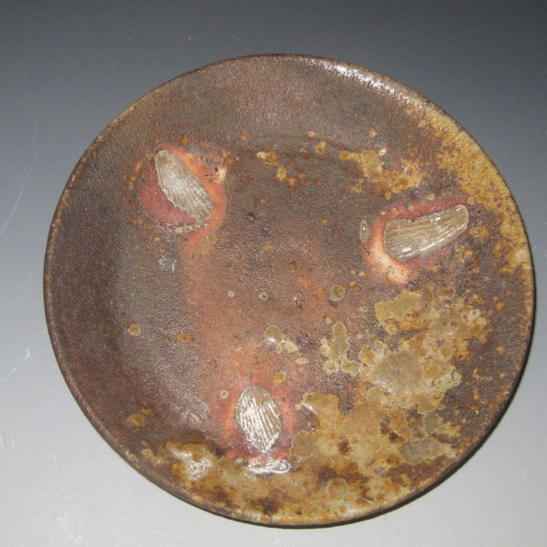 5 day anagama fired saucer with shell marks