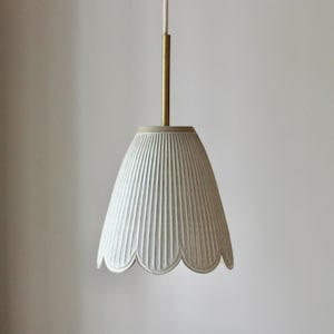 Hand Carved Ceramic Pendant Light: Creamy Matte Glaze, Artisan Kitchen Lighting