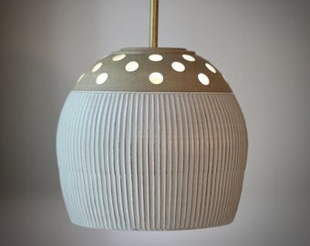 Large handmade creamy matte pendant light - pottery pendant light - lamp - hanging pendant - renovation lighting - kitchen lighting