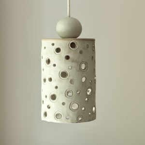 Handmade creamy matte pendant light - ceramic lamp - light with cutouts - hanging pendant - renovation lighting - kitchen lighting