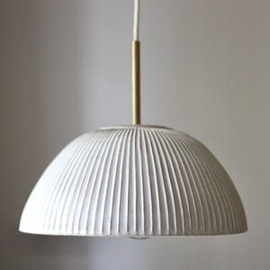 Hand Carved Pottery Pendant Light: Creamy Matte Glaze, Stoneware Clay