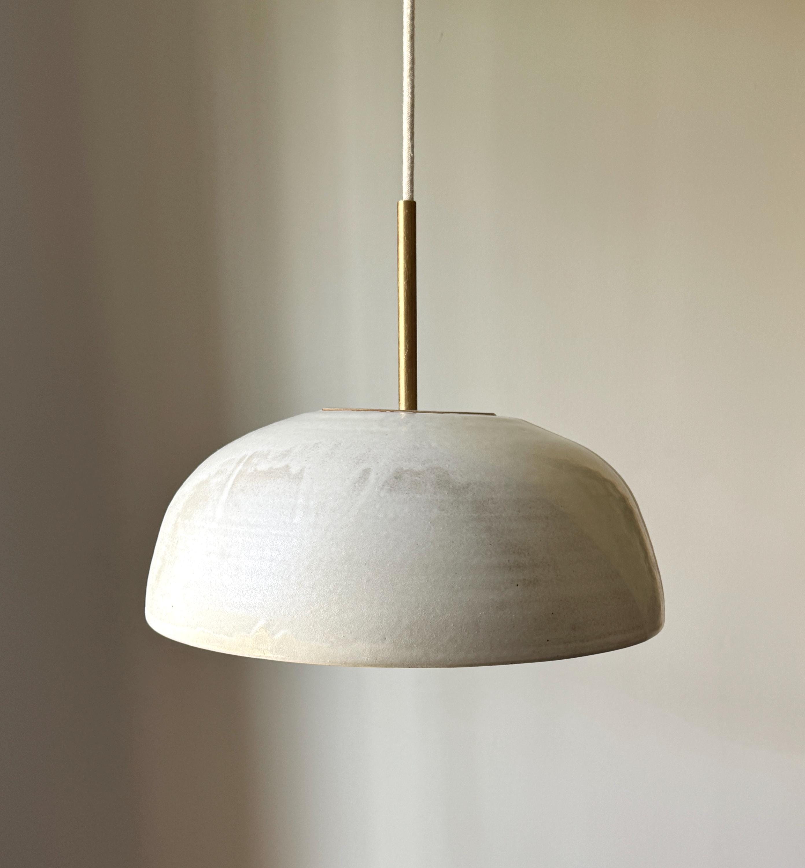 Large handmade creamy matte pendant light - artisanal pendant light - lamp - hanging pendant - renovation lighting