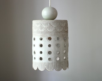 Handmade creamy matte pendant light - white pendant lamp - light with cutouts - boho lighting - renovation lighting - artisinal lighting