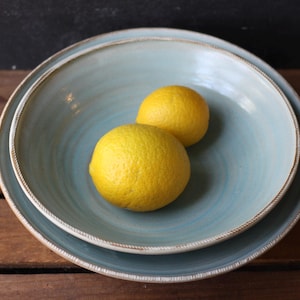 Handmade Blue Pottery Bowls: Artisan Serving Dish, Home Decor