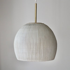 Large handmade creamy matte pendant light - pottery pendant light - lamp - hanging pendant - renovation lighting - kitchen lighting