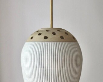 Large handmade creamy matte pendant light - pottery pendant light - lamp - hanging pendant - renovation lighting - kitchen lighting