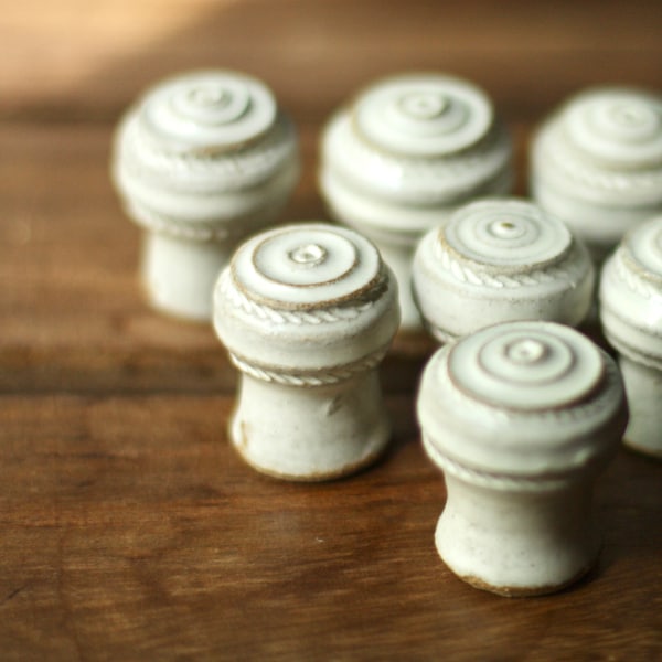 Handmade cabinet knobs - artisan knobs - kitchen knobs - dresser knobs - cabinet pulls - restoration - creamy white knob