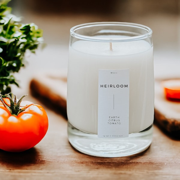 HEIRLOOM Tomato Candle, Sustainable Gifts for Gardeners, Cottagecore Decor, Smells Like Tomato Plants, Rosemary Basil Herbs Homestead Unique