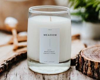 Meadow | Coconut Soy Wax Candle | Cottagecore Decor | Smells like Fern, Jasmine, Geranium, Rose, Lily, Fig | Gardening Gift Bonus Mom Gift