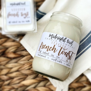 Stuffed French Toast Jar Candle, scented soy candle, mason jar candle, dessert candle, Midnight Owl Candle Co. image 2