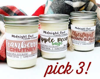 Christmas Candle Gift, Winter Scented Soy Candles, Christmas Gift Idea, Holiday Gift for Her, Christmas Gift Set, Stocking Stuffers, Present