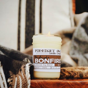 Most Popular Candles, Midnight Bonfire, Mason Jar Candle, Campfire Candle, man scent, Camping Gift, Bonfire, S'mores, Winter Candles, Fire,