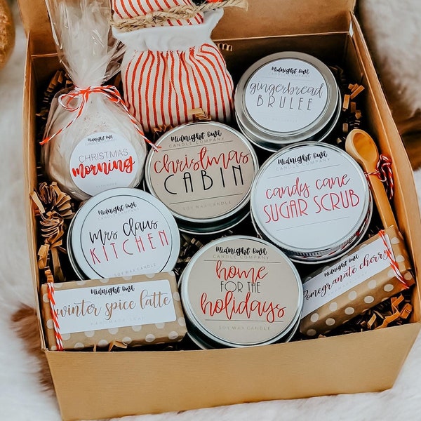Christmas Candle Gift Box for Women, Self Care Gift Box, Spa Gift Set for Women Christmas Candle Gift Set, Care Package for Her, Gift Basket
