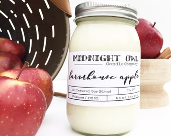 Farmhouse Apple Soy candles, eco friendly fall candles, mason jar candles, soy scented candle, autumn scented candles, farmhouse candle