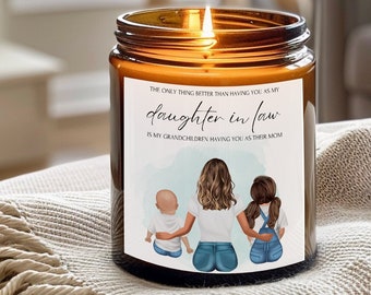 Personalized Daughter in Law Gift from Mother in Law, Mothers Day Gift for Daughter in Law Birthday Gift, Custom Family Portrait Candle