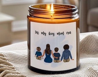 In My Boy Mom Era Mothers Day Gift From Son, Custom Family Portrait Candle, First Time Mom Gift, Boy Mom Personalized Candles, Gifts for Mom