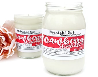 Strawberry Shortcake |Soy Candle, Scented Candles, Summer Candle, Food Scents, 4th of July, Hostess Gift, Midnight Owl Candle Company